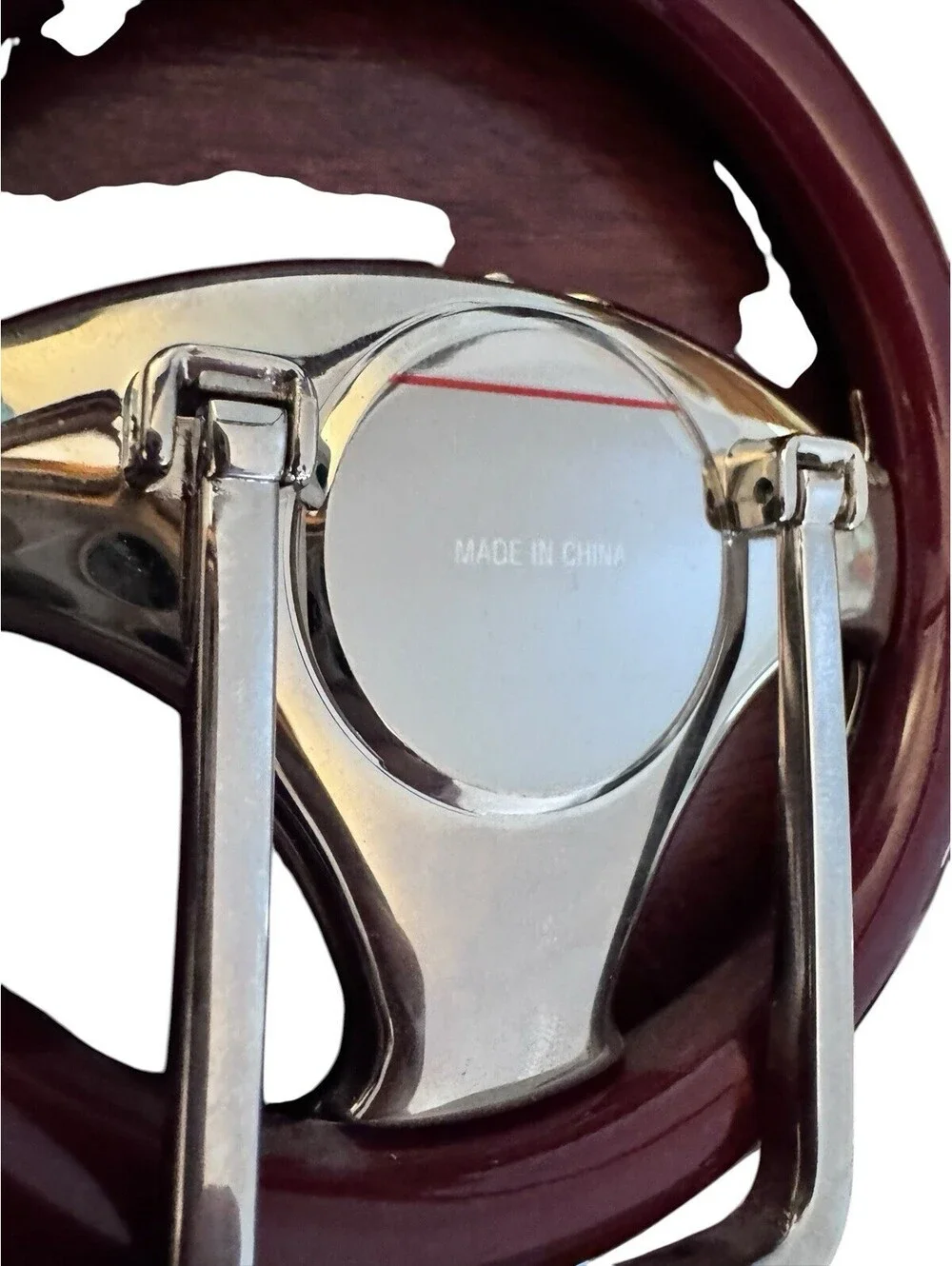 Vintage Chevrolet Mahogany Wood and Chrome Steering Wheel Desk Clock